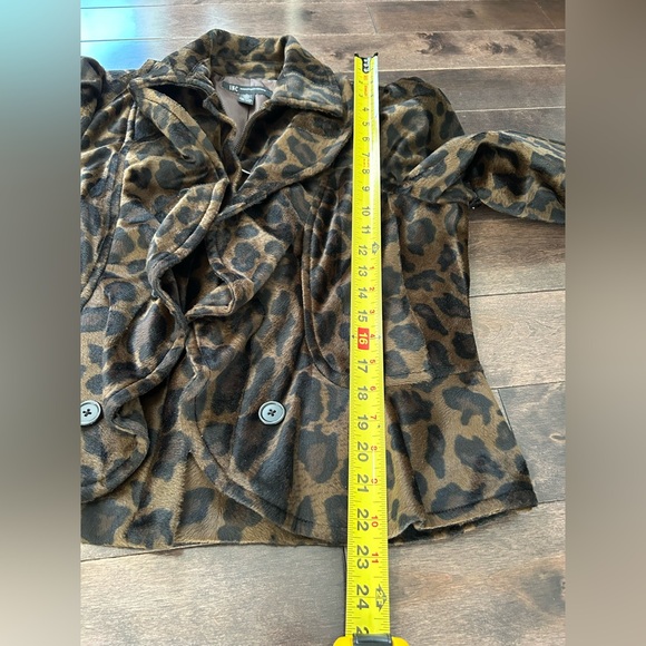 INC International Concepts Ruffle Leopard Print Jacket Zipper Coat - Picture 13 of 13